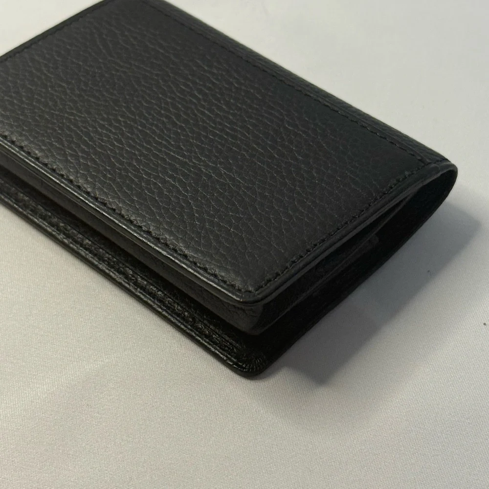 Burberry Pebbled Leather Mini Wallet Black Nova Check Interior w Box